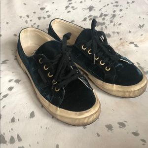 ManRepeller X Superga Emerald Velvet Sneakers Sz8